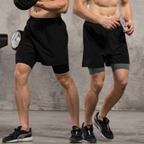 健身裤男运动跑步短裤假两件弹力吸汗速干透气夏季篮球训练打底裤