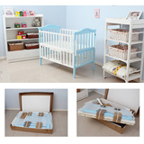 【天天特价】实木婴儿床环保可加长宝宝游戏床带蚊帐滚轮bb松木床