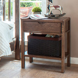 北欧现代简约原木色橡木床头柜 全实木储物小柜 单抽卧室床边柜