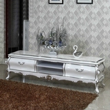 欧式实木电视柜组合现代简约白色烤漆新古典奢华法式雕花卧室地柜