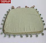 绿色 欧式高档棉麻美式田园格子风格椅垫坐垫餐桌布布艺椅套座垫