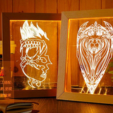 魔兽世界兽人狮盾led小夜灯木质3d立体床头台灯壁灯客厅创意礼物