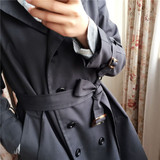 2经典色 柔美干练 外贸出口日本日单女式收腰双排扣长款风衣外套