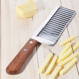 法式波浪刀 切土豆薯条 手工拉面刀 土豆丝切片器 木柄瓜果刀具