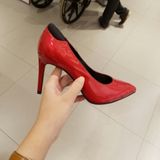 小ck charles&keith新加坡代购婚鞋红皮鞋