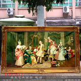 手绘欧式2米装饰画 客厅大幅横版沙发背景墙高档古典贵族宫廷油画