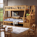 柏木高低床 现代简约儿童全实木子母床 卧室上环保储物下铺双层床