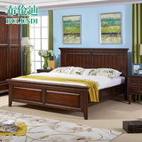 美式乡村实木床1.5米1.8m双人床 美式家具仿古做旧美式全实木床
