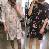 韩国东大门代购进口正品女装16夏新款宽松大码花朵印花短袖T恤裙