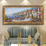 纯手绘地中海油画欧式客厅高档横幅挂画卧室书房风景画 面朝大海