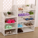 时尚简易欧式镂空鞋架防尘置物架多层组装鞋柜木质白色收纳架客厅