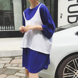 EZ14定制2016年夏新款大码韩版bf风套装短袖背心T恤女体恤UM61035