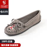 现货 MINNETONKA/迷你唐卡 反绒皮豆豆鞋平底女单鞋正品美国代购