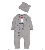 mothercare英国正品宝宝婴儿纯棉猴子长袖针织连体衣爬服JF269