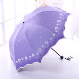 天堂伞太阳伞防晒防紫外线遮阳伞女黑胶超轻两用三折伞晴雨伞折叠