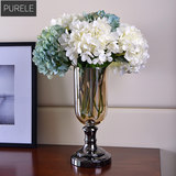 家居客厅软装饰品样板房花器摆件 欧式美式玻璃花瓶仿真花艺摆设