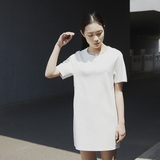 简壹社原创设计16夏季新款简约t恤裙白色短袖宽松连衣裙小白裙