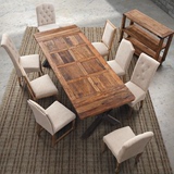 LOFT美式住宅家具铁艺复古做旧餐桌椅组合实木休闲餐厅咖啡厅桌椅