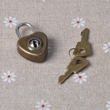 复古挂锁 心形小锁 木盒锁 古铜色心形锁 首饰箱小锁 小孩存钱锁