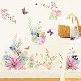 创意家居墙壁装饰自粘贴画客厅沙发餐厅玄关贴纸水墨水彩手绘花朵