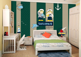 爱尚家大型壁画 地中海 卡通 儿童房 沙发背景墙卧纸室水手灯塔