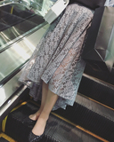 nini 超有气质的欧美风前短后长弧度超美的纯棉花朵蕾丝半身长裙