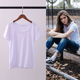 2016春夏新款女式短袖T恤基础款V领白色打底修身显瘦纯棉打底衫潮