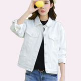 2016春秋季韩版白色牛仔外套女短款修身显瘦上衣长袖学生夹克女