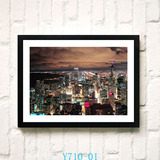 香港夜景装饰画城市建筑风景挂画现代简约客厅沙发背景墙壁画有框