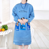 韩版时尚可爱围裙厨房防水一体式罩衣成人长袖防油男女简约工作服
