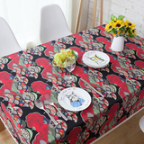 现代中式欧式红色蓝色长方形餐桌布布艺茶几布台布桌垫书桌布盖布