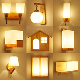 现代床头壁灯简约创意实木LED节能卧室客厅过道走廊宾馆酒店壁灯