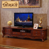 美式大理石电视柜 户型客厅家具实木雕花烤漆可拆装 欧式电视柜