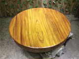 非洲黄花梨木实木圆桌直径1米  原木整板大板圆餐桌茶几咖啡桌