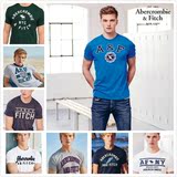 美国正品abercrombie fitch男16af超柔贴布刺绣复古修身短袖T恤
