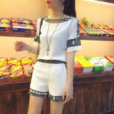 2016夏季韩版新款女装小香风雪纺套装夏季小清新时尚短裤两件套潮