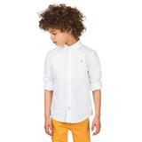 出口品牌原单纯色男童纯棉水洗长袖绣标衬衫 保真 黄色白色粉色