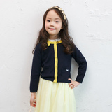 110-155女童中短款针织衫毛衣开衫 韩国品牌原单外贸童装薄款外套