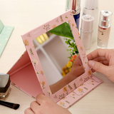 韩版台式折叠化妆镜 大号梳妆镜便携可爱卡纸镜随身小镜子 翻盖式