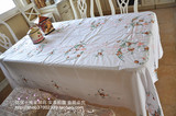 3月新品 美式乡村风格 白色涤棉 潮洲绣长方桌布 165*255厘米台布