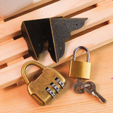 木箱复古金属配件复古锁横插锁铜锁金属锁复古密码锁复古金属包角