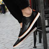 2016夏季新品潮男鞋韩版青年英伦小皮鞋系带超纤皮休闲鞋舒适板鞋