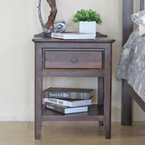 美式黑胡桃色白橡木床头柜纯实木灯桌单抽边几日式简约风格简约