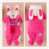 2015婴儿童装0-4岁女宝宝卫衣三件套装女童秋冬装兔子加绒加厚潮