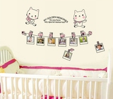 新款贴纸hello kitty猫咪相框照片墙 儿童房背景装饰墙贴 可移除