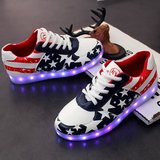 情侣款夜光USB充电荧光LED发亮鞋韩版学生鬼步舞鞋子炫酷板鞋夏季