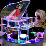 水晶钢琴音乐盒八音盒定制照片刻字旋转创意生日礼物送女生朋友