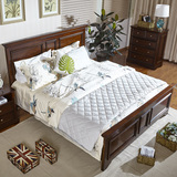 美式床实木床欧式床 地中海床卧室家具 田园1.8高箱储物床双人床