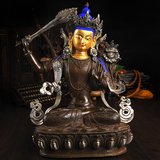佛教用品 国产仿尼泊尔纯铜古色鎏银密宗佛像 文殊菩萨 1尺高32cm