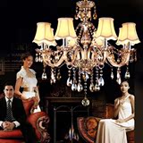 欧式香槟琥珀色金色K9水晶吊灯客厅餐厅卧室灯具奢华水晶蜡烛灯饰